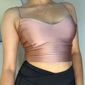 Dusty Pink Ballerina Thin Strap Crop Top